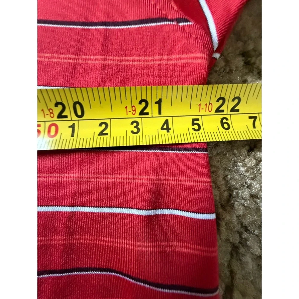 Nike Golf Dri-FIT Long Sleeve Polo Shirt Red Striped Embroidered Logo Large JBHS